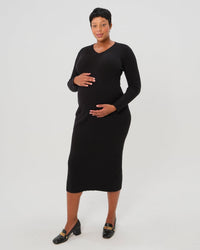 Full Body Ribbed Maternity & Nursing Midi Sweater Dress - BIG FRENCHIES