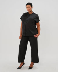 Short Sleeve Satin Maternity Shell Top with Concealed Nursing Zip - BIG FRENCHIES