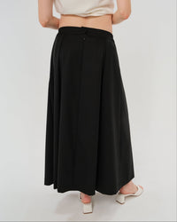 Over-Under Bump Pleated Maternity Maxi Skirt in All-Season Wool Blend - BIG FRENCHIES