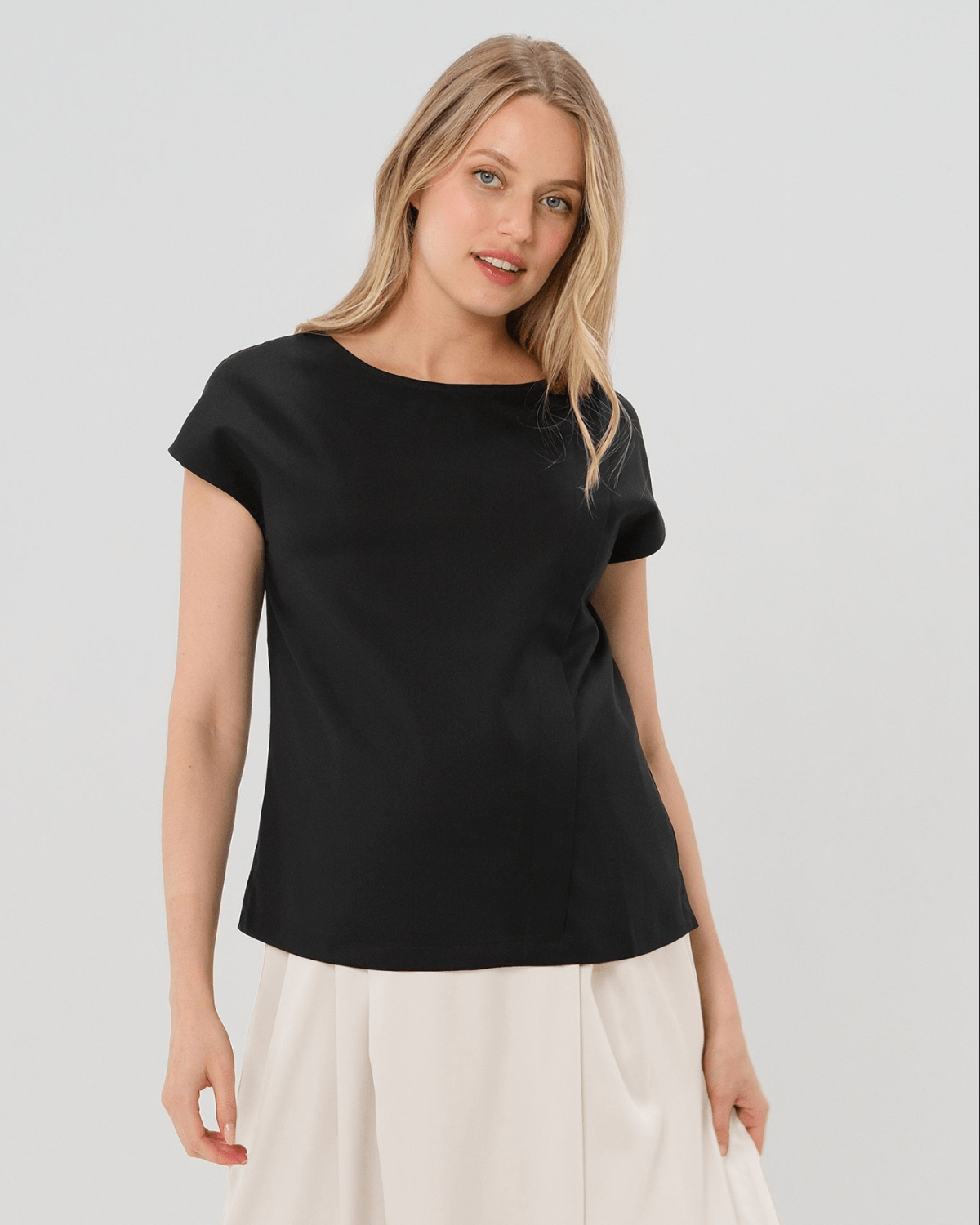 Maternity Shell Top w/ Hidden Nursing Zip in All-Season Wool - BIG FRENCHIES