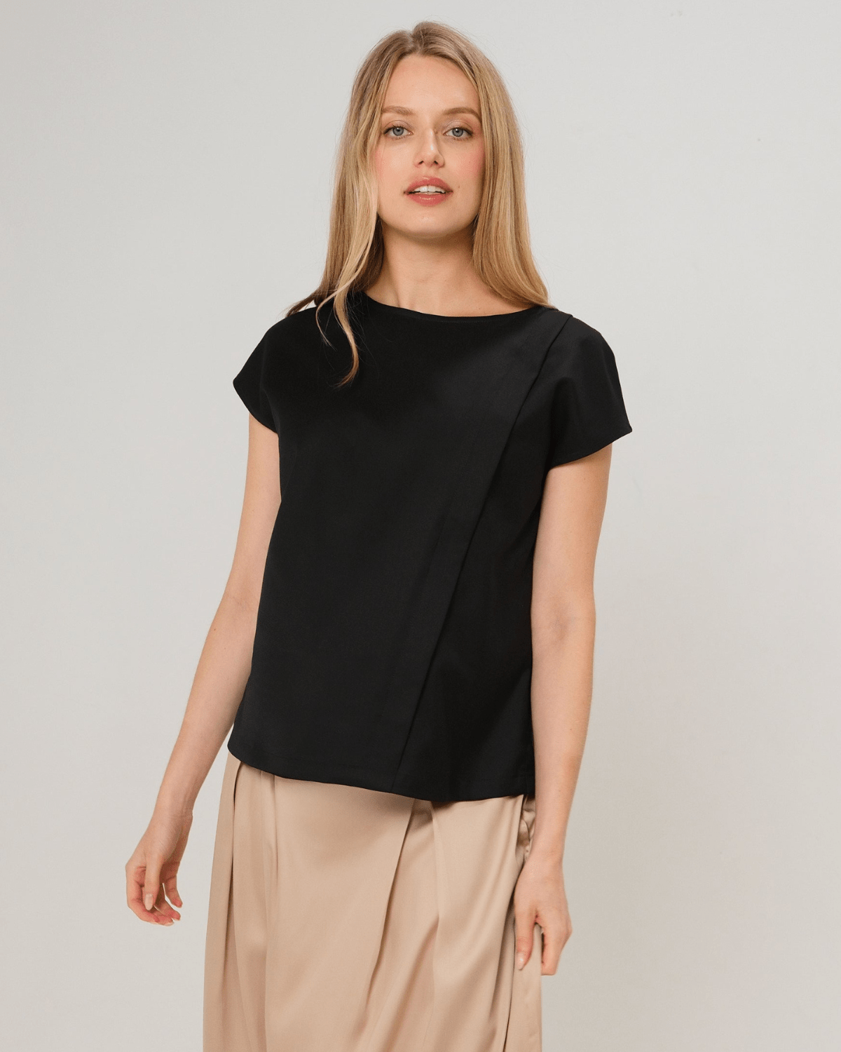 Maternity Shell Top w/ Hidden Nursing Zip in All-Season Wool - BIG FRENCHIES