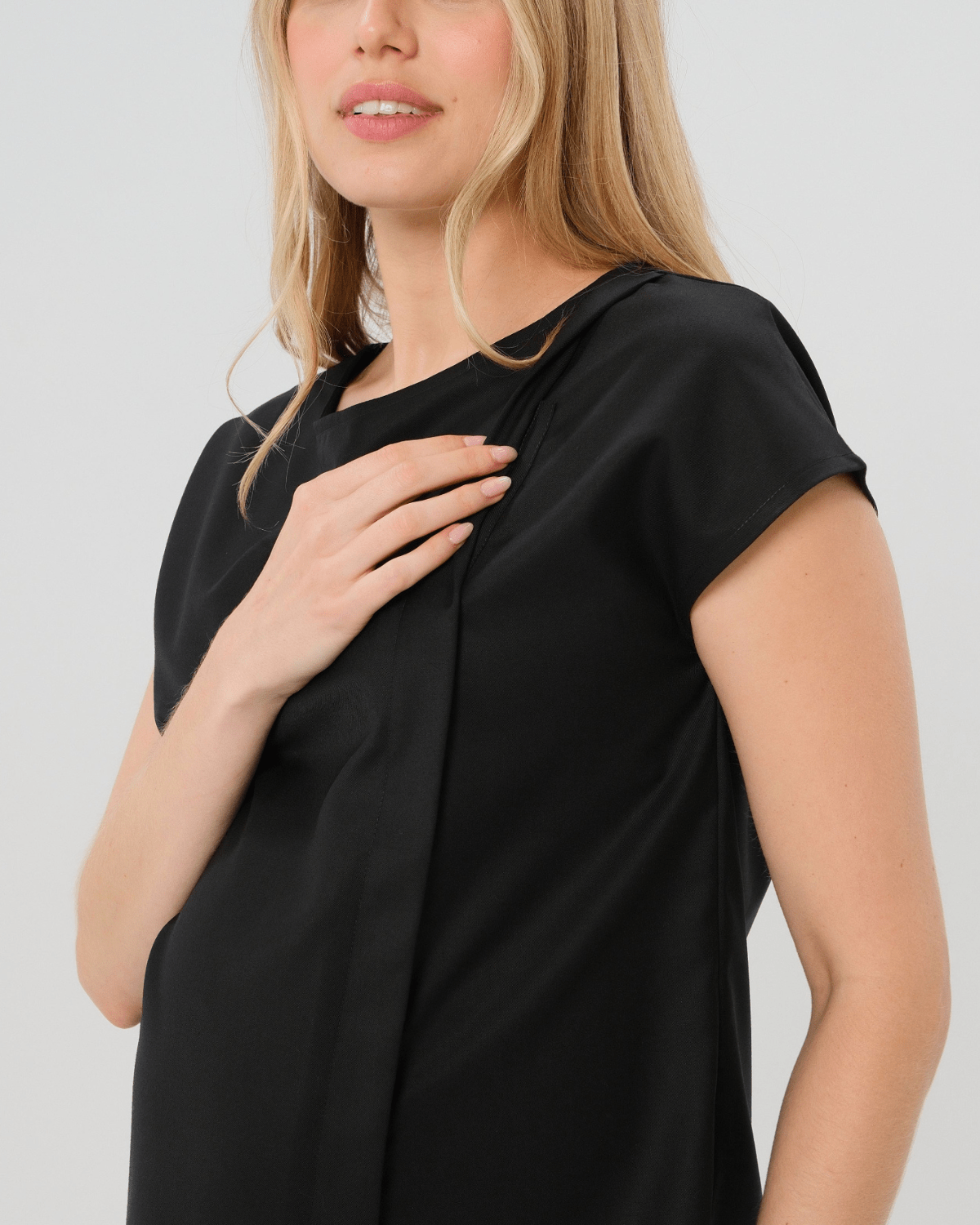 Maternity Shell Top w/ Hidden Nursing Zip in All-Season Wool - BIG FRENCHIES