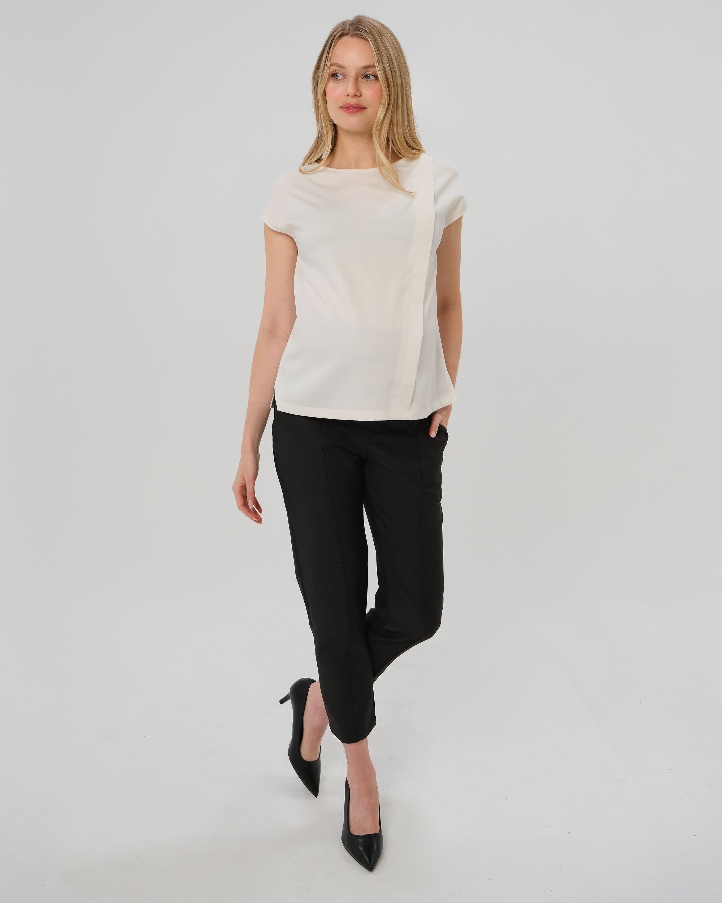 Slim Leg Maternity Work Pants in Black - BIG FRENCHIES