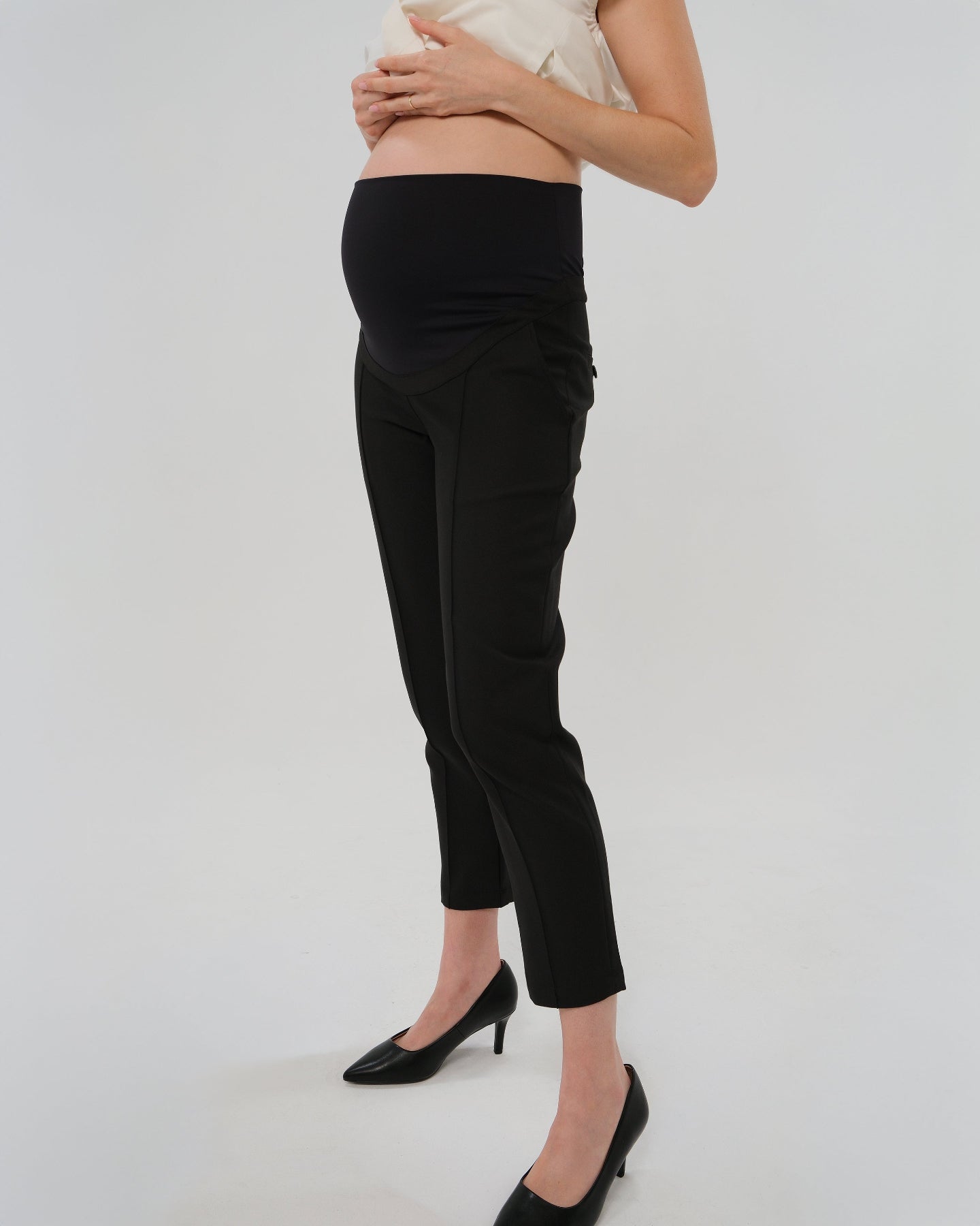 Slim Leg Maternity Work Pants in Black - BIG FRENCHIES