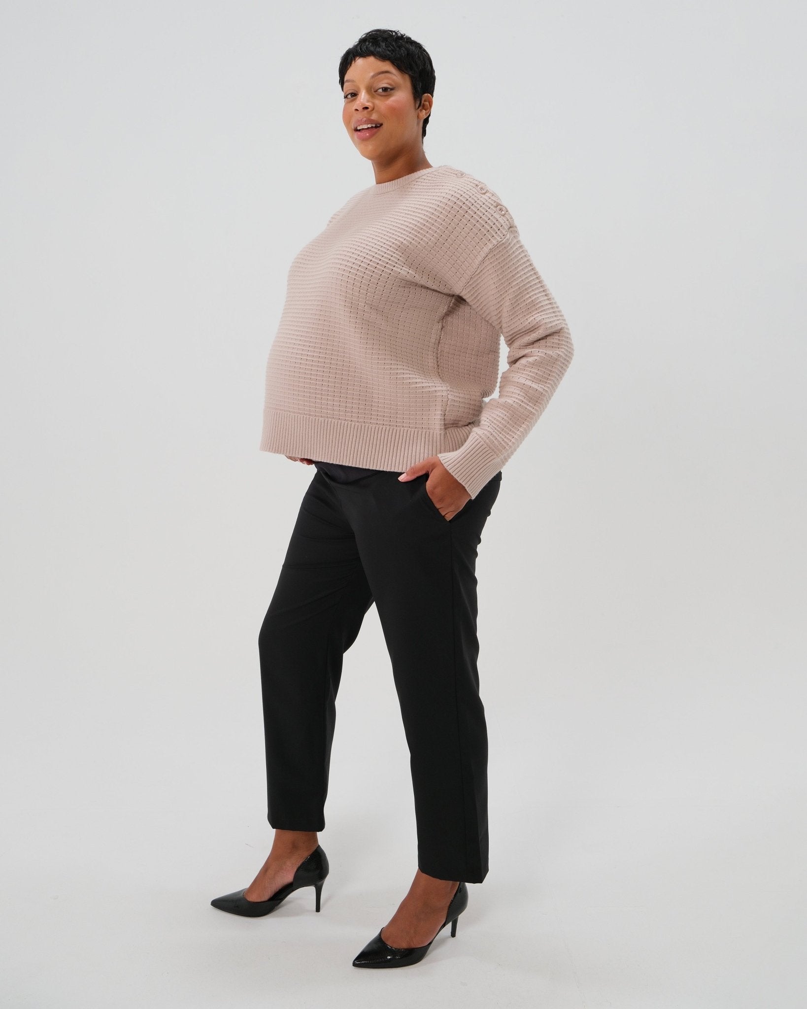 Elizabeth Under Belly Maternity Pants in All-Season Wool - BIG FRENCHIES