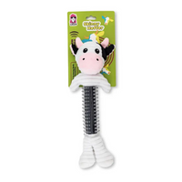 Country Living Thermoplastic Rubber Black & White Cow Plush Dog Toy – with Squeaker & Crinkle Paper - BIG FRENCHIES