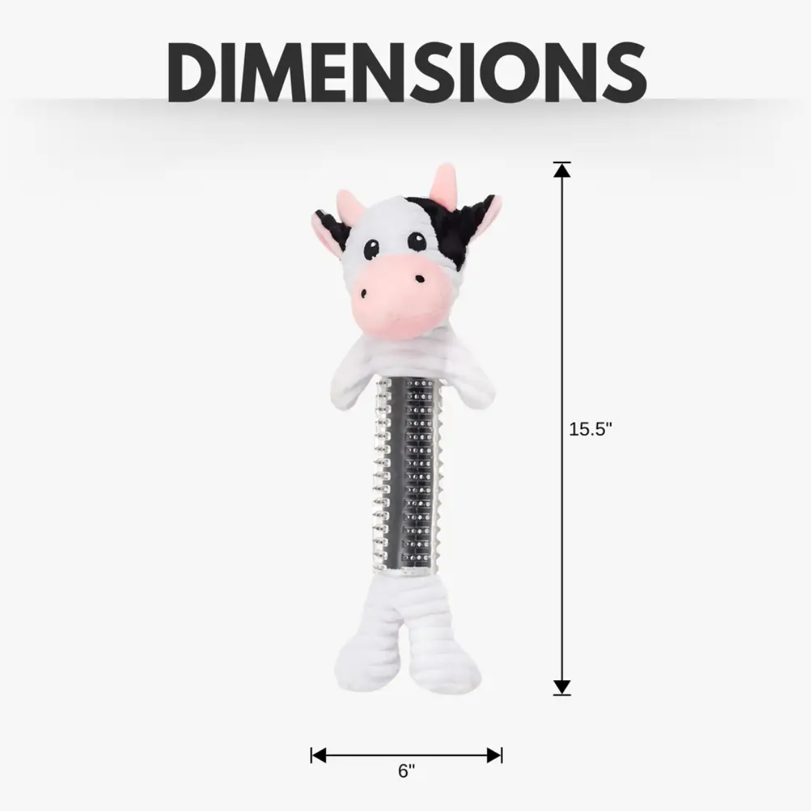 Country Living Thermoplastic Rubber Black & White Cow Plush Dog Toy – with Squeaker & Crinkle Paper - BIG FRENCHIES