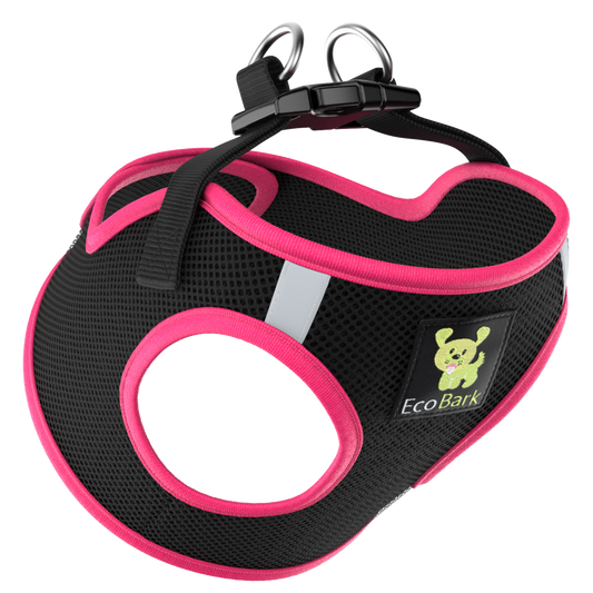 EcoBark Hot Pink Step In Dog Harness - Reflective Soft Mesh Harness for Teacup, Small Dogs and Puppies - BIG FRENCHIES