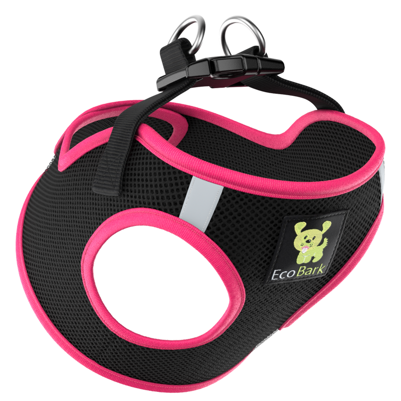 EcoBark Hot Pink Step In Dog Harness - Reflective Soft Mesh Harness for Teacup, Small Dogs and Puppies - BIG FRENCHIES