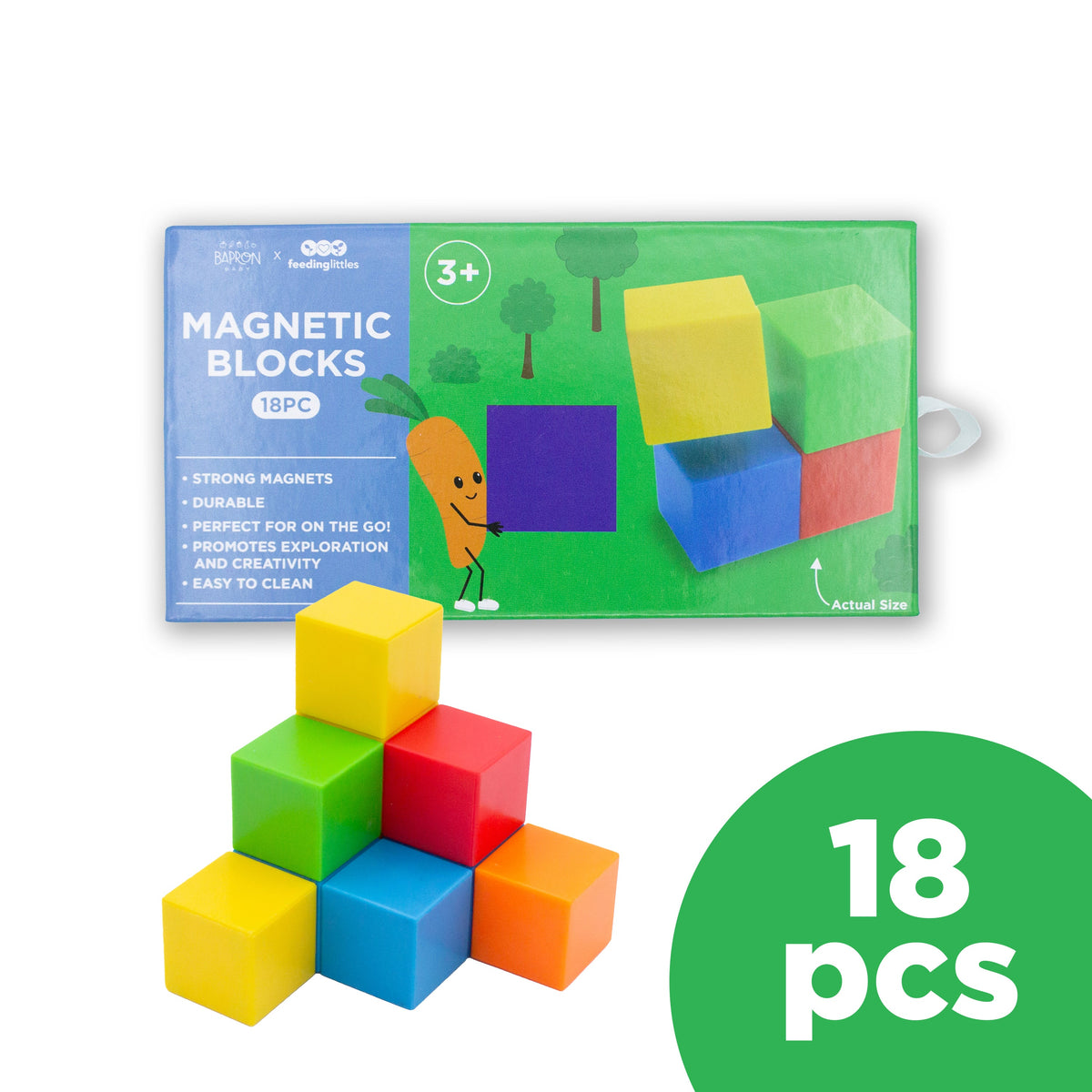 BapronBaby 18pc Magnetic Blocks (ages 3+)-Building Toys-BIG FRENCHIES-BapronBaby