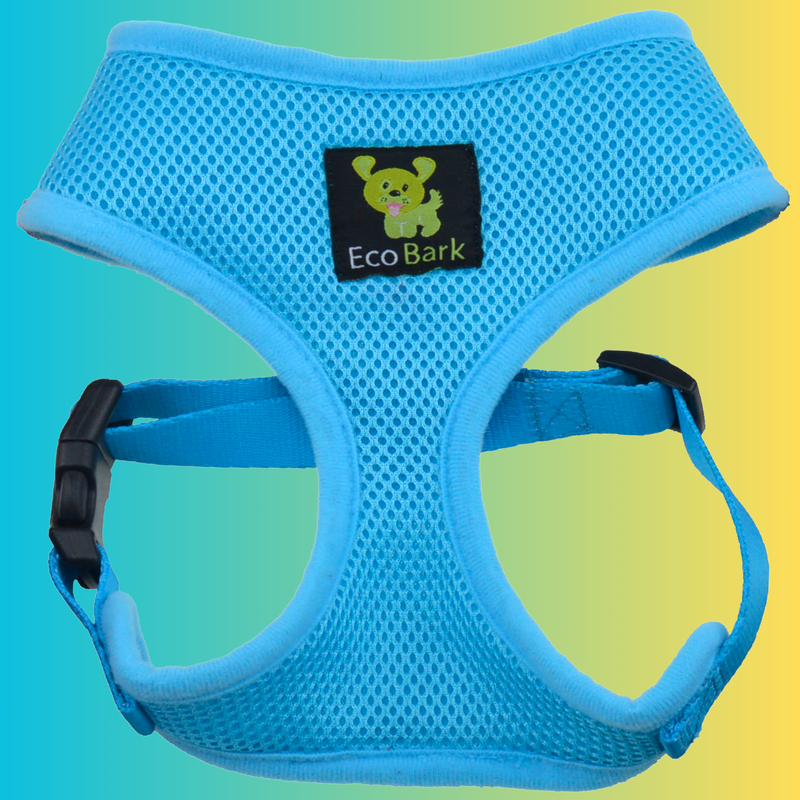 EcoBark Sky Blue Dog Harness - Over-the-Head Soft Mesh Dog Vest Halter for Small to Medium Dogs and Puppies - BIG FRENCHIES