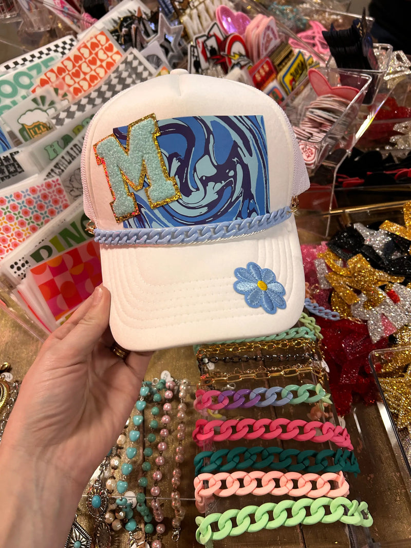 Blue Swirl Pattern Trucker Hat - BIG FRENCHIES