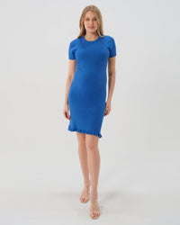 Short Sleeve Knit Maternity Dress with Playful Hem Detail - BIG FRENCHIES