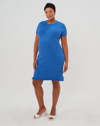Short Sleeve Knit Maternity Dress with Playful Hem Detail - BIG FRENCHIES