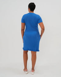 Short Sleeve Knit Maternity Dress with Playful Hem Detail - BIG FRENCHIES