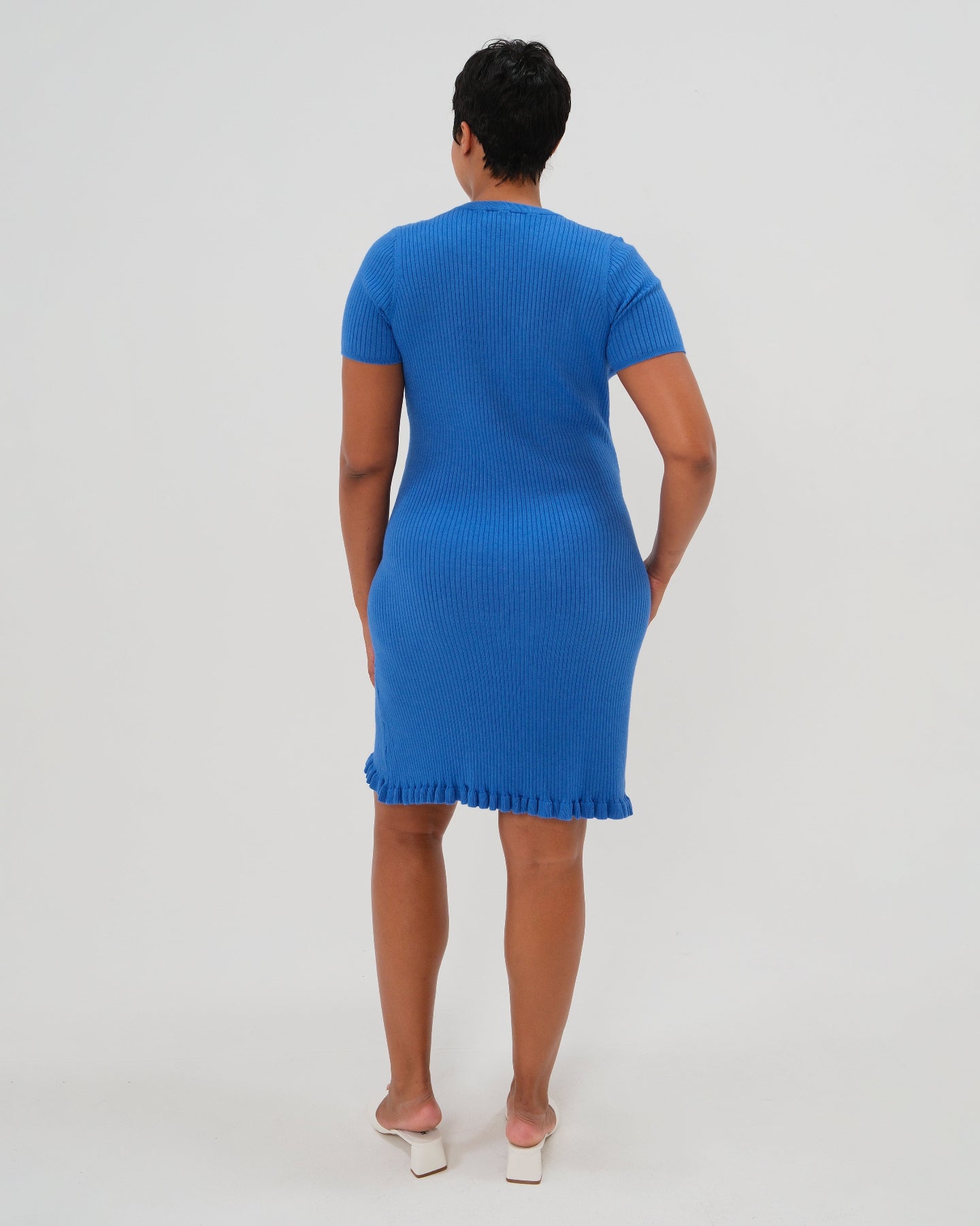 Short Sleeve Knit Maternity Dress with Playful Hem Detail - BIG FRENCHIES