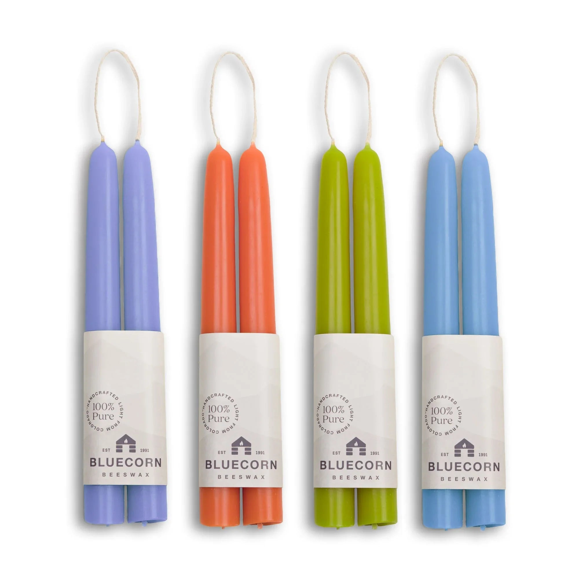 Summer Beeswax Taper Candle Bundle - Apricot, Pistachio, Lilac & Sky Blue - BIG FRENCHIES