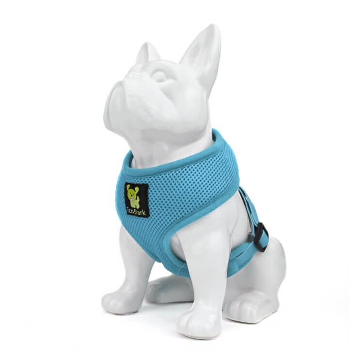 EcoBark Sky Blue Dog Harness - Over-the-Head Soft Mesh Dog Vest Halter for Small to Medium Dogs and Puppies - BIG FRENCHIES