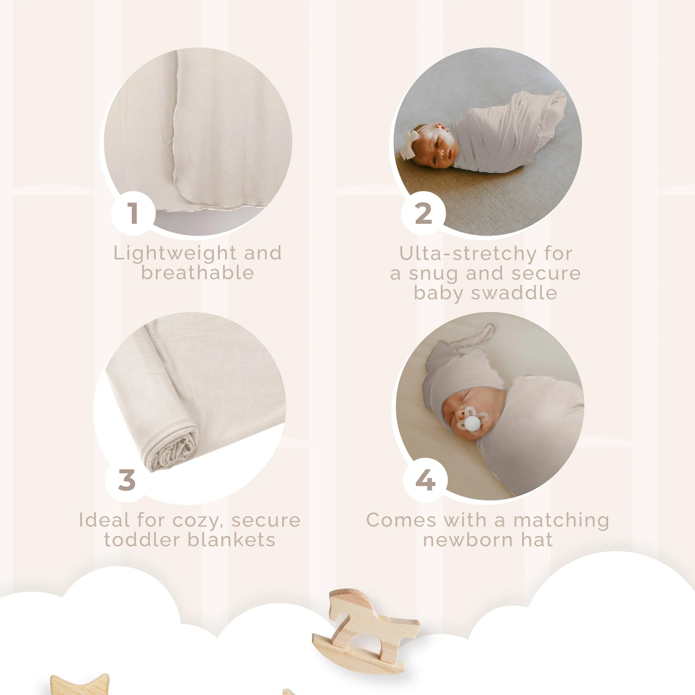 Baby Swaddle Blanket + hat - BIG FRENCHIES