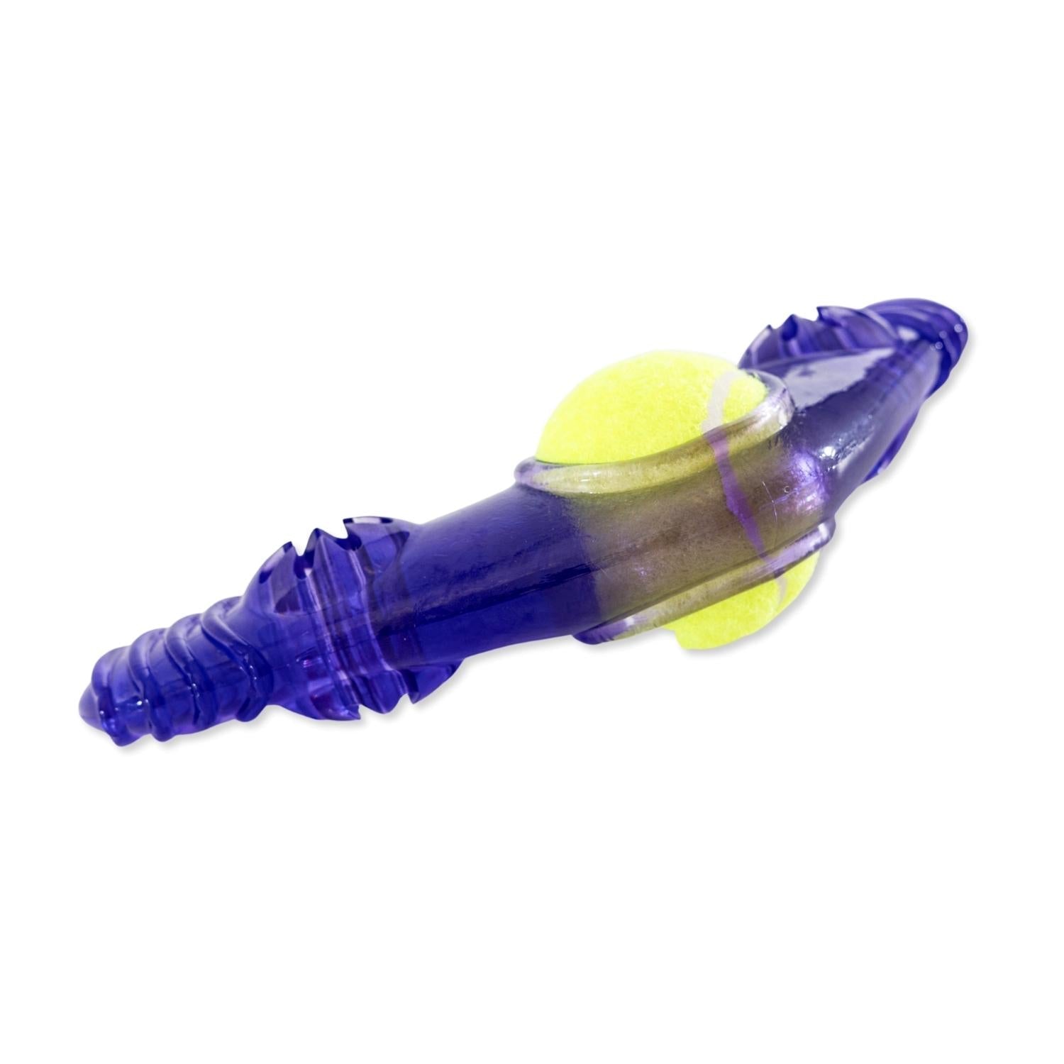 TPR Boomerang Dog Chew Toy with Removable Squeaker Tennis Ball & Treat Fill - BIG FRENCHIES