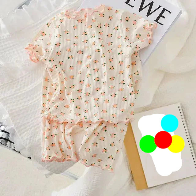 Summer Bear Pajama Set for Baby Girls (T-shirt & Shorts) - # BAAA81810011