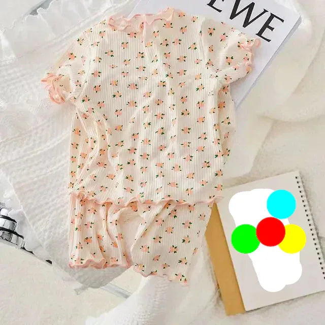 Summer Bear Pajama Set for Baby Girls (T-shirt & Shorts) - # BAAA81810011 - BIG FRENCHIES