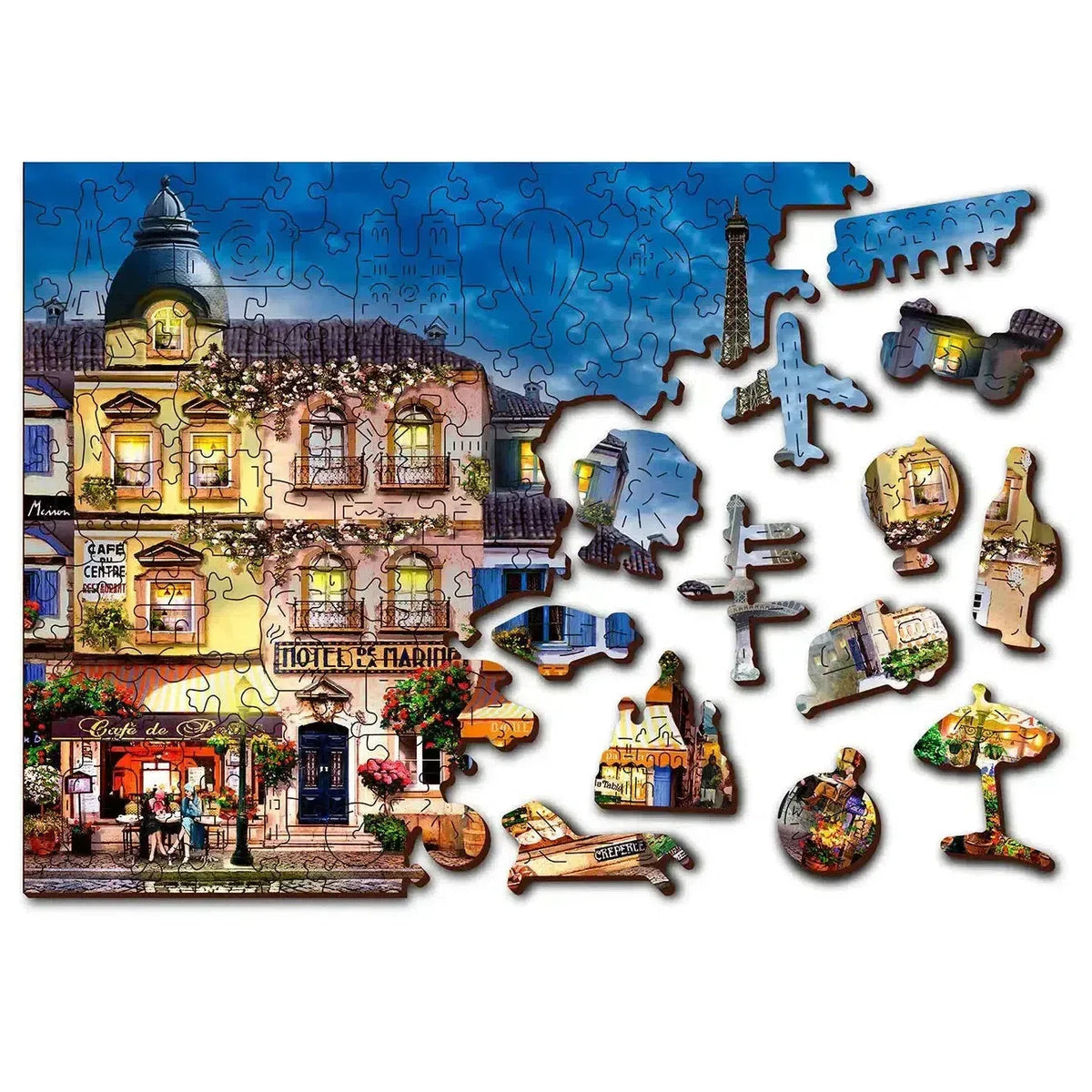 Breakfast in Paris 150 Piece Wood Jigsaw Puzzle Wooden City - BIG FRENCHIES
