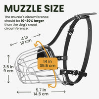 Breathable Metal Basket Dog Muzzle for Large Dogs with Leather Straps
