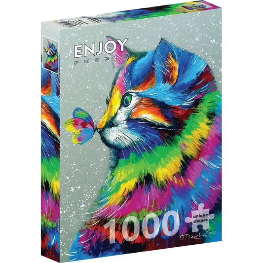 Bright Cat & Butterfly 1000 Piece Jigsaw Puzzle Enjoy - BIG FRENCHIES