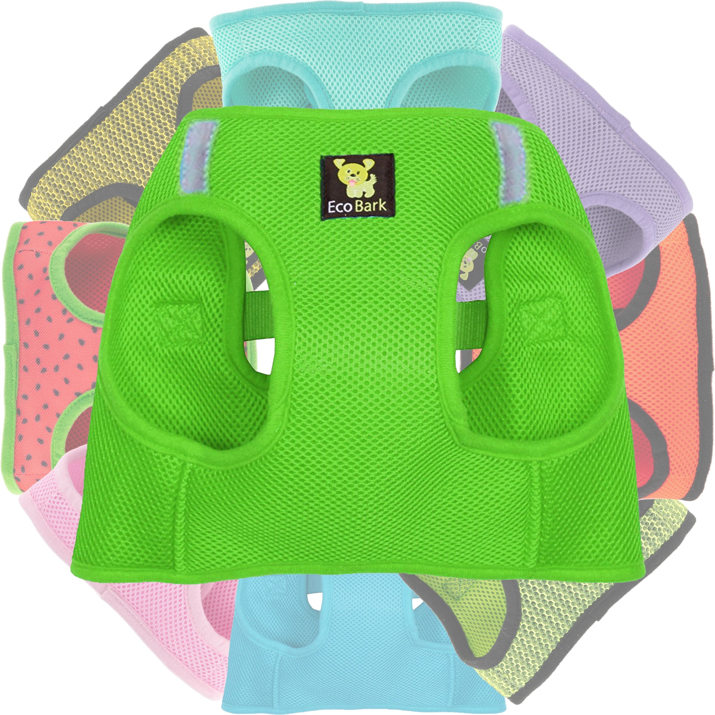 EcoBark Lime Green Step In Dog Harness - Reflective Soft Mesh Harness for Teacup, Small Dogs and Puppies - BIG FRENCHIES
