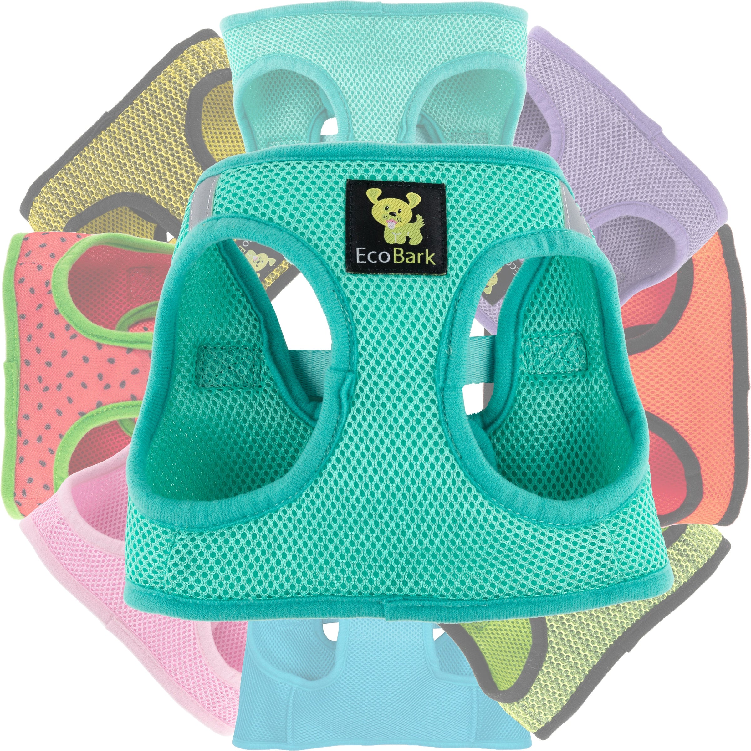 EcoBark Mint Turquoise Step In Dog Harness - Rapid Fastener Reflective Soft Mesh Vest Halter for Puppies and Small Dogs - BIG FRENCHIES