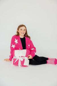 Bright Pink Checker Bow Cozy Blanket - BIG FRENCHIES