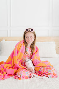 Bright Pink/Orange Checker Cozy Blanket - BIG FRENCHIES