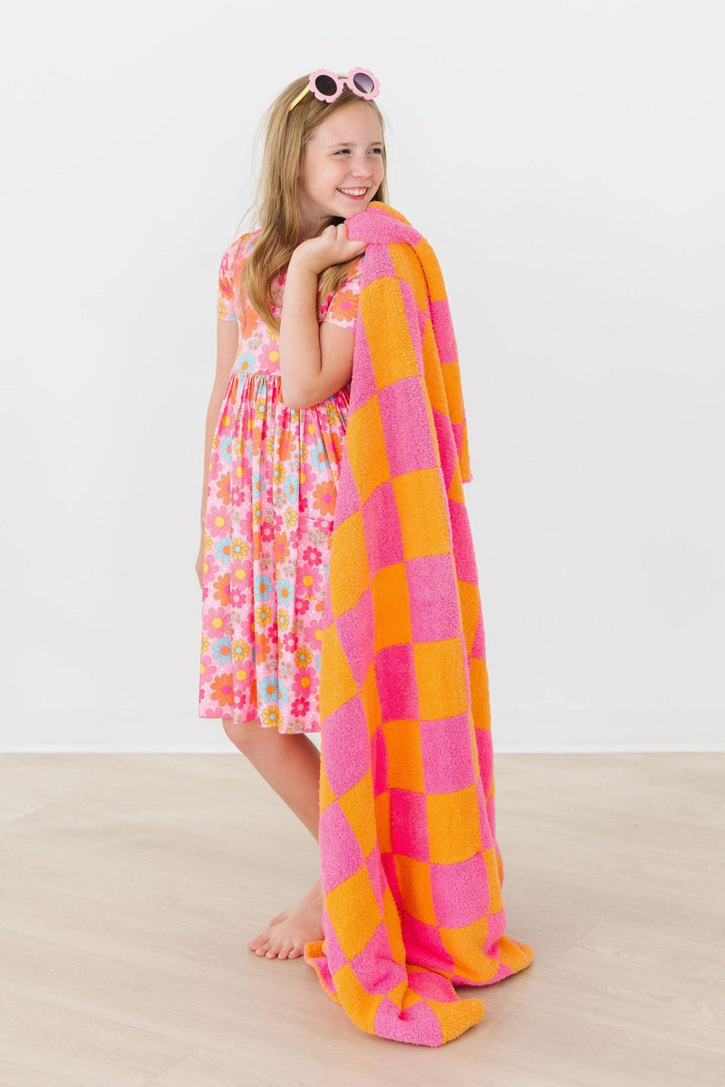 Bright Pink/Orange Checker Cozy Blanket - BIG FRENCHIES