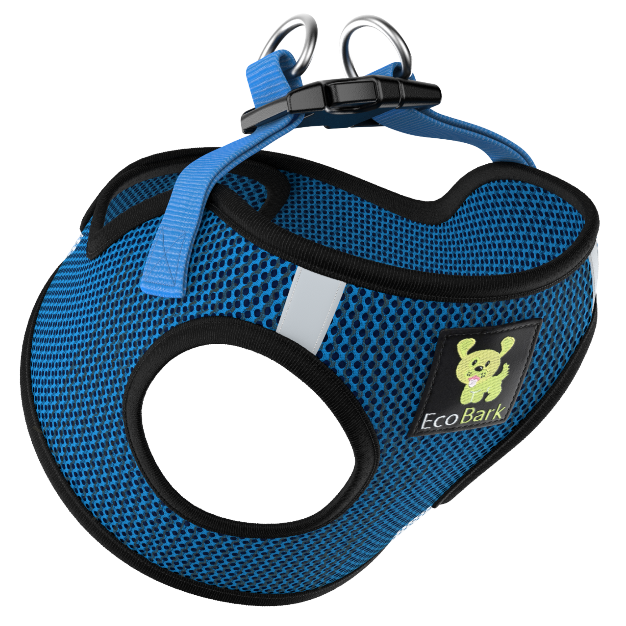 Teal Step In Dog Harness - Rapid Fastener Reflective Soft Mesh Vest Halter for Puppies and XXXS to Small Dogs - BIG FRENCHIES