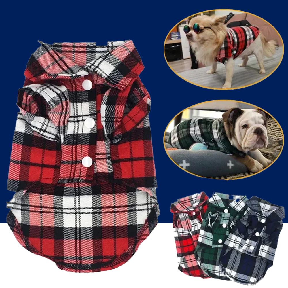 British Style Plaid Dog Shirt – Cotton Pet Clothes for Small Dogs & Cats - BIG FRENCHIES