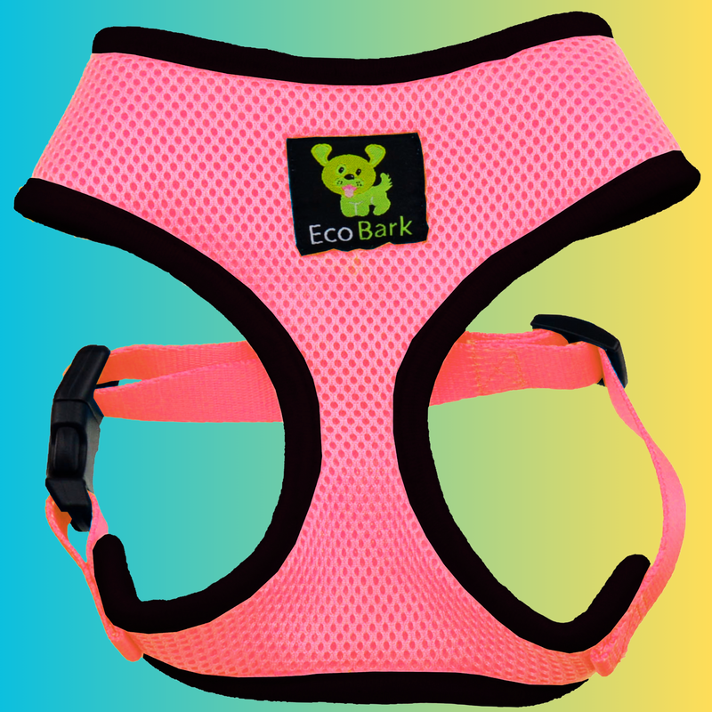 EcoBark Bubblegum Pink Dog Harness - Over-the-Head Dog Vest Halter for Small to Medium Dogs and Puppies - BIG FRENCHIES