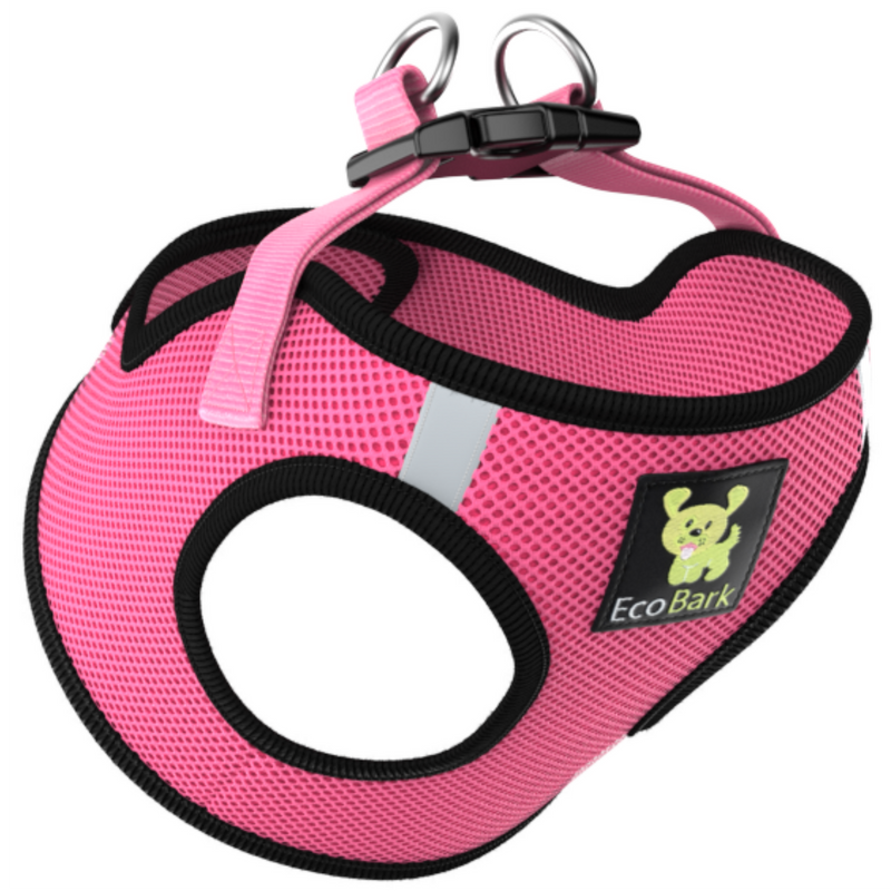 EcoBark Bubblegum Pink Step In Dog Harness - Reflective Soft Mesh Harness for Teacup, Small Dogs and Puppies - BIG FRENCHIES