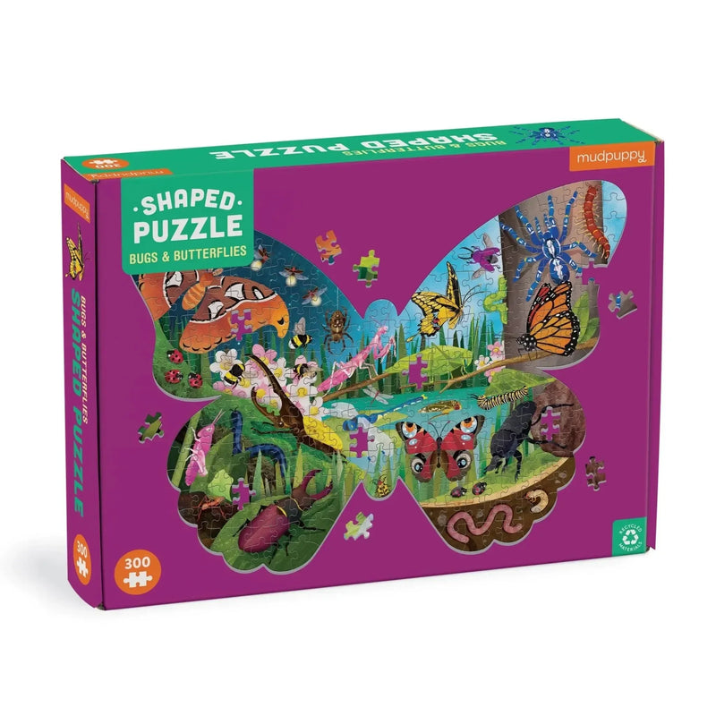 Bugs & Butterflies 300 Piece Shaped Jigsaw Puzzle Mudpuppy - BIG FRENCHIES