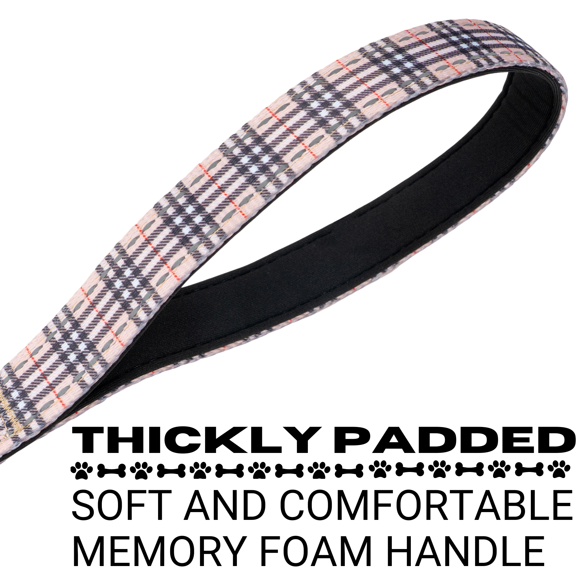 EcoBark Tan Plaid Dog Leash- Padded Comfort Grip Leash - 4ft, 5ft, and 6ft Leash for Small and Medium Dogs - BIG FRENCHIES