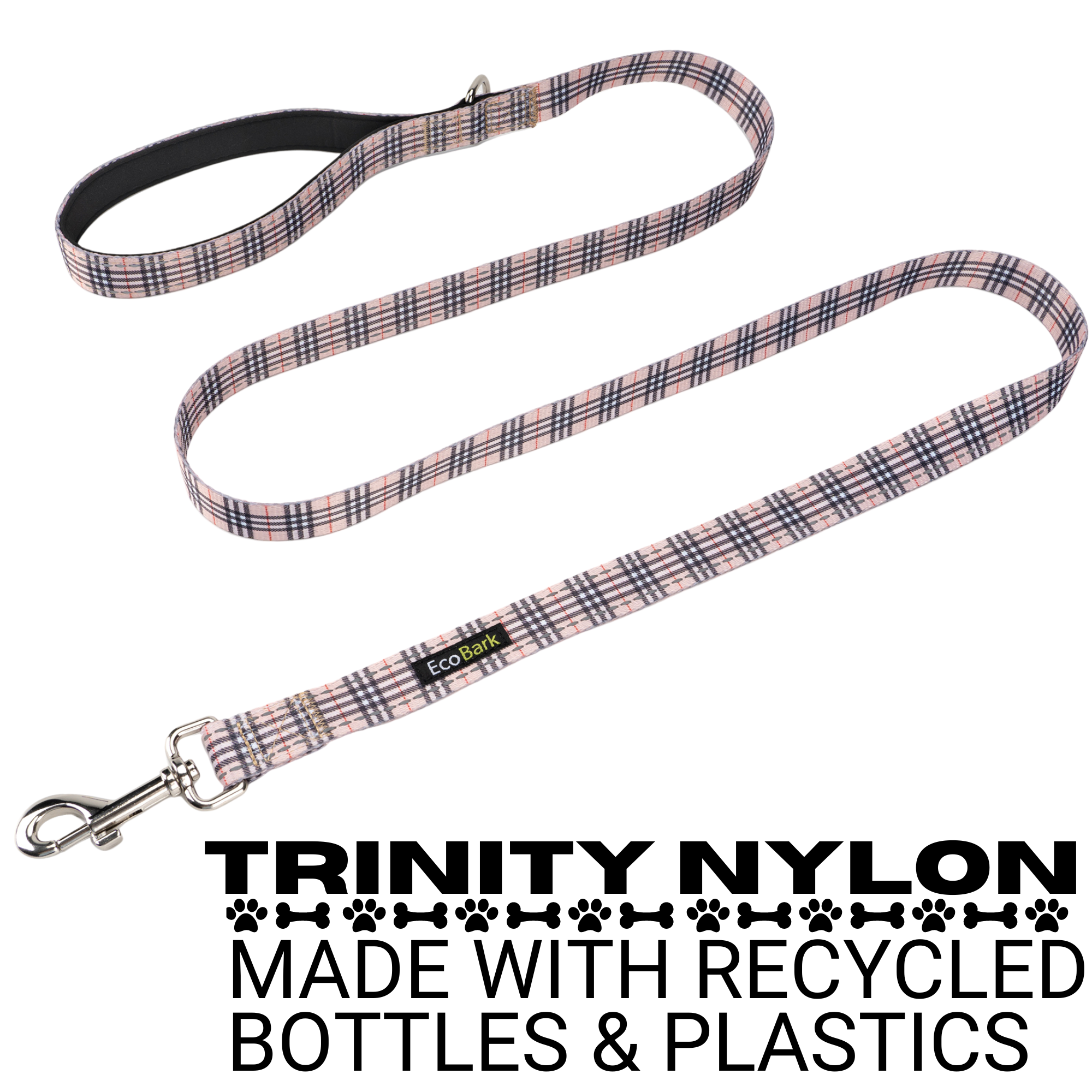 EcoBark Tan Plaid Dog Leash- Padded Comfort Grip Leash - 4ft, 5ft, and 6ft Leash for Small and Medium Dogs - BIG FRENCHIES