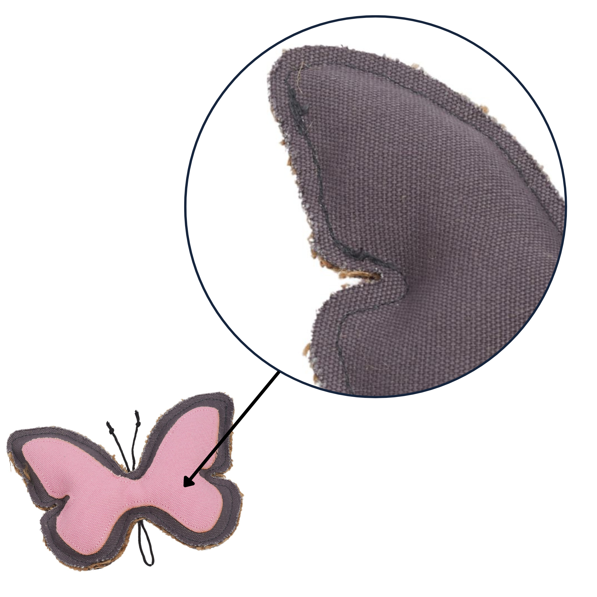 Country Living Canvas & Jute Butterfly-Shaped Dog Chew Toy – Durable, Safe and Non-Toxic - BIG FRENCHIES