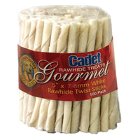 Beef Raw Dog Cadet Hide Rawhide Twists 5-inch Chews 100 Count