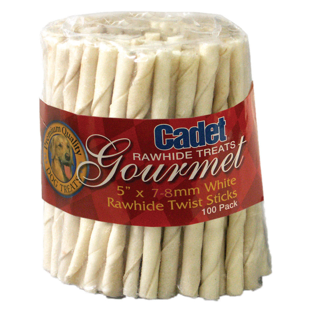 Beef Raw Dog Cadet Hide Rawhide Twists 5-inch Chews 100 Count