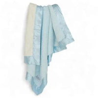 Luxury Duo Satin Border Blanket - Blue/Ivory - BIG FRENCHIES