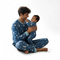 Hanukkah Pets (Men's Long Sleeve PJ) - Blue - BIG FRENCHIES