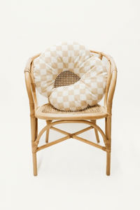 Beige & White Checkered Nursing Pillow Cover