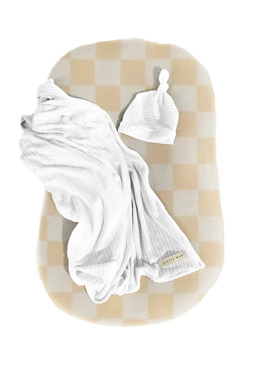 Beige & White Checkered Baby Lounger Cover - BIG FRENCHIES