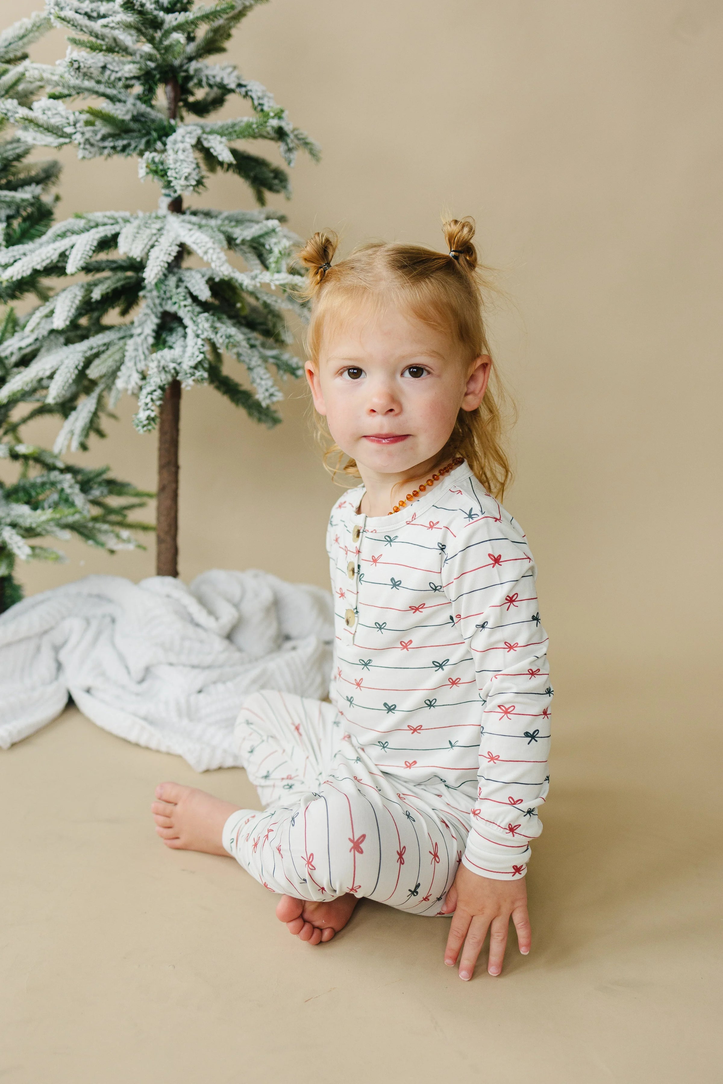 Tied with a Bow Christmas 2pc Henley Bamboo Pajamas - BIG FRENCHIES