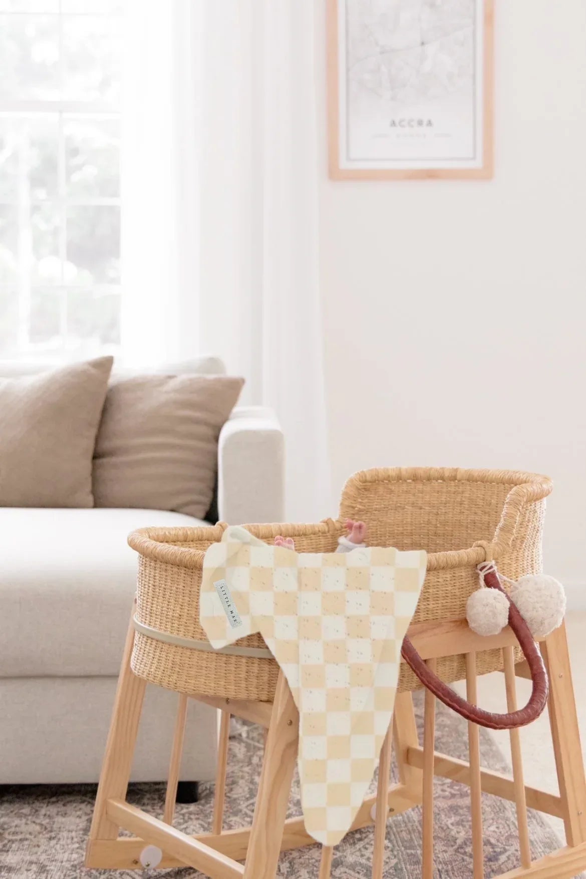 Beige & White Checkered Stretch Swaddle - BIG FRENCHIES